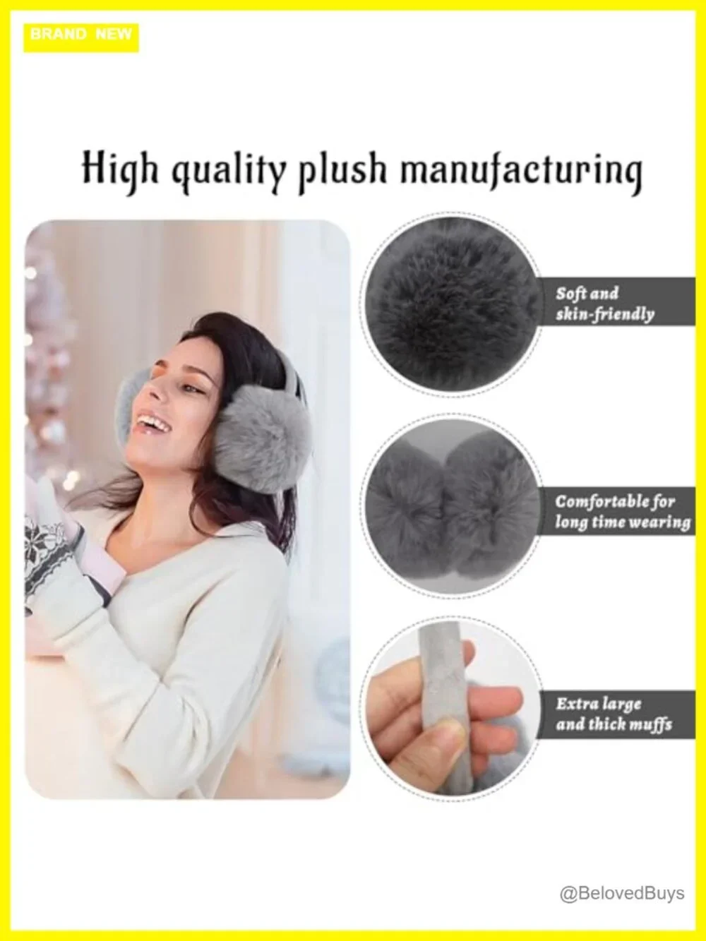 3 Pack Adjustable Winter Ear Muffs Faux Fur Warmers Soft Ear Covering